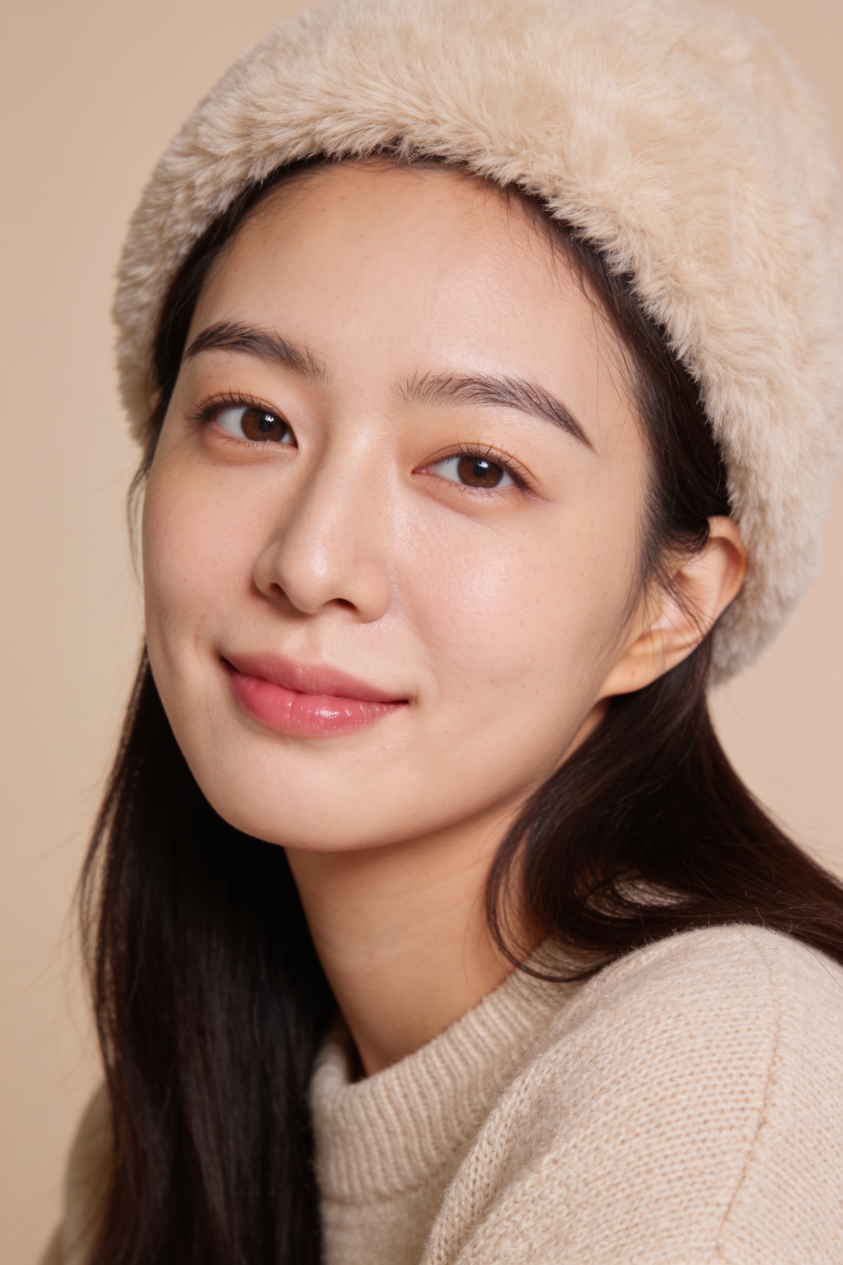 퍼지 비니 니트